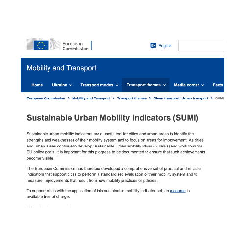 SUMI Sustainable Urban Mobility Indicators