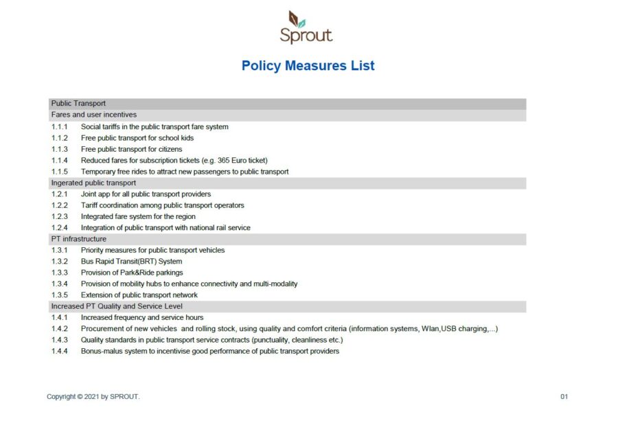 SPROUT - Policy Inventory